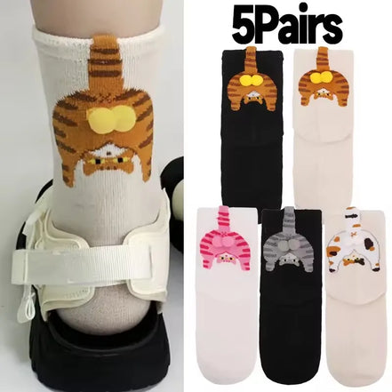 3D Cute Cat Socks Black/White Funny Cat Cotton Socks Breathable Soft Girl Women Novelty Stocking Kawaii Gift Sock Set