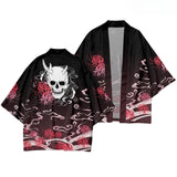 Men’s and Women’s Traditional Clothing, Casual Kimono, Black Skeleton Print, Ruth Design, Beach Streetwear, Samurai Style Outfit
