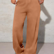 Women’s High-Waist Wide Leg Pants – Casual Solid Color Autumn Daily Wear