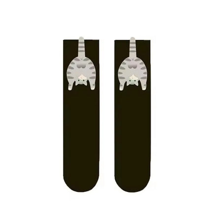 3D Cute Cat Socks Black/White Funny Cat Cotton Socks Breathable Soft Girl Women Novelty Stocking Kawaii Gift Sock Set