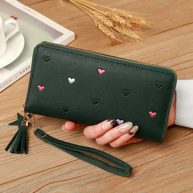 Women Long Wallets Purses Luxury Love Heart Wallets for Ladies Girl