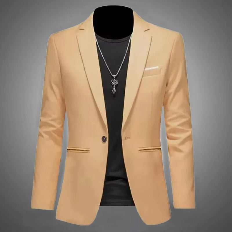 Men’s Trendy Leisure Boutique Suit Jacket, Autumn Casual Business Blazer, Slim Fit Non-Iron Single Button Formal Shirt