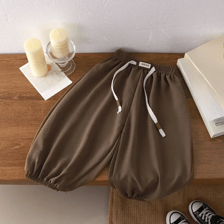 Kids' Long Pants Summer 2025 Korean Style Loose Fit Unisex Casual Solid Color Mosquito-Proof Cuffed Pants for Boys Girls Baby