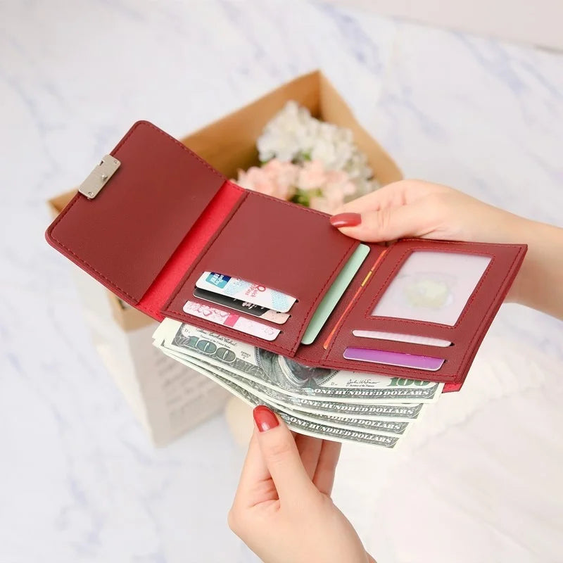 Fashion Short Women Wallets PU Leather Women Luxury Wallet Hasp Small Wallet Trend Brand Coin Purse Ladies Card Bag Mini Clutch