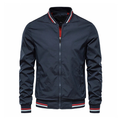 Men’s Autumn Jacket, Casual Solid Baseball Style, Trendy Bomber Outerwear for Men