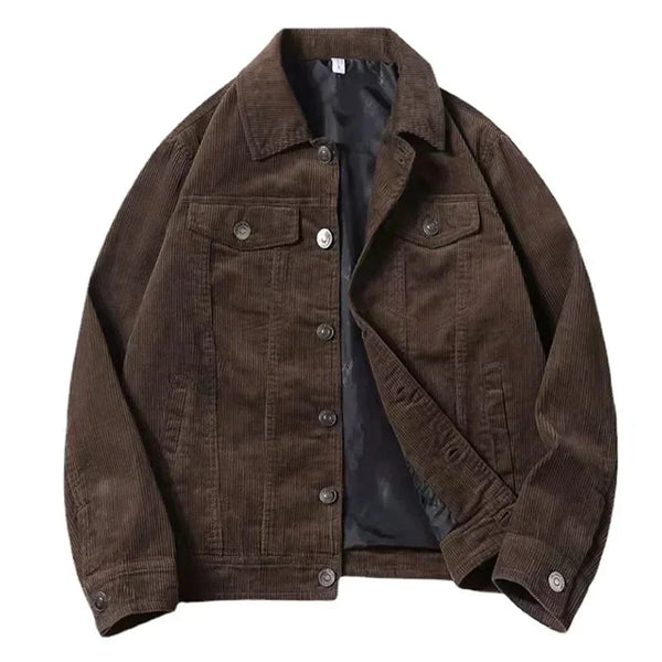 Men’s Thin Jacket, Spring Autumn Fashion Casual Corduroy, Vintage Loose Fit Outerwear Coat, Plus Size Tops