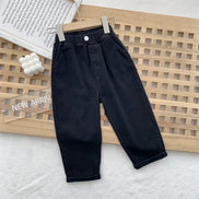 1-8 Years Boys Pants Kids Cargo Pants Mid-Rise Button Casual Outdoor Comfortable Breathable Spring Fall Fashion Chidren Trousers