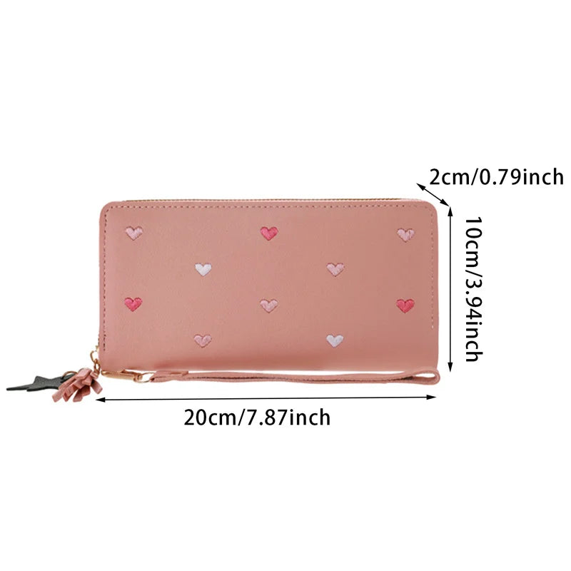 Women Long Wallets Purses Luxury Love Heart Wallets for Ladies Girl
