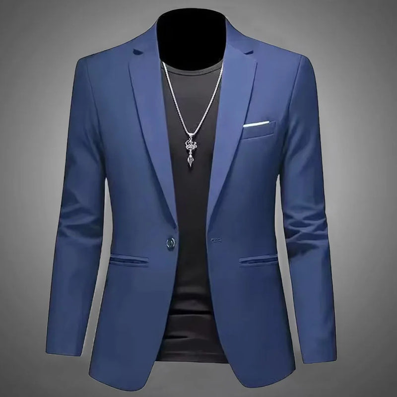 Men’s Trendy Leisure Boutique Suit Jacket, Autumn Casual Business Blazer, Slim Fit Non-Iron Single Button Formal Shirt