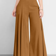 Women’s High Waist Wide Leg Pants – Elegant Casual Office Wear, Solid Loose Long Trousers