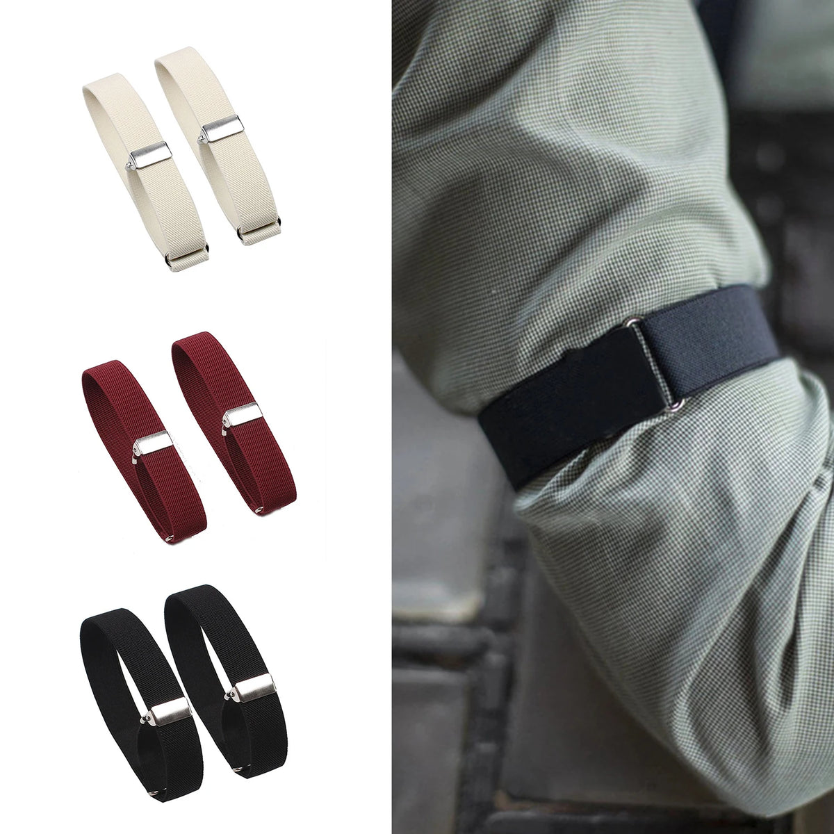 Women’s and Men’s Fashion Adjustable Arm Cuffs, Elastic Bands for Party or Wedding
