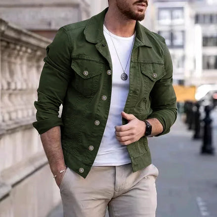 Hip-Hop Men’s Denim Jacket, Streetwear Slim Cotton Jeans Coat, Casual Cowboy Jacket