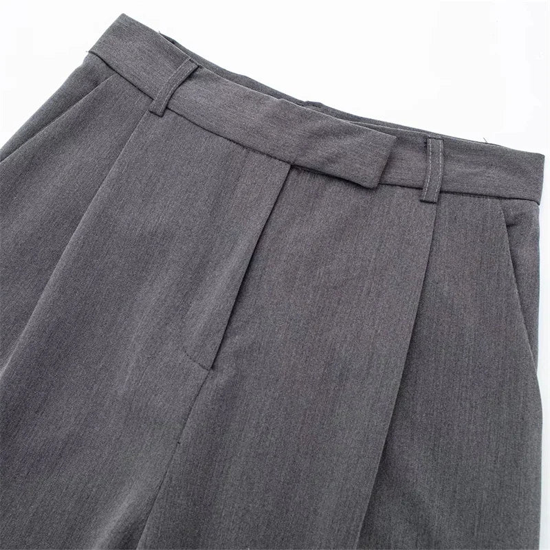 MUJER 2025 Women’s Pants, Beige Grey Black Wide Leg, High Waist Baggy Pants, Women’s Fashion Summer Office Trousers