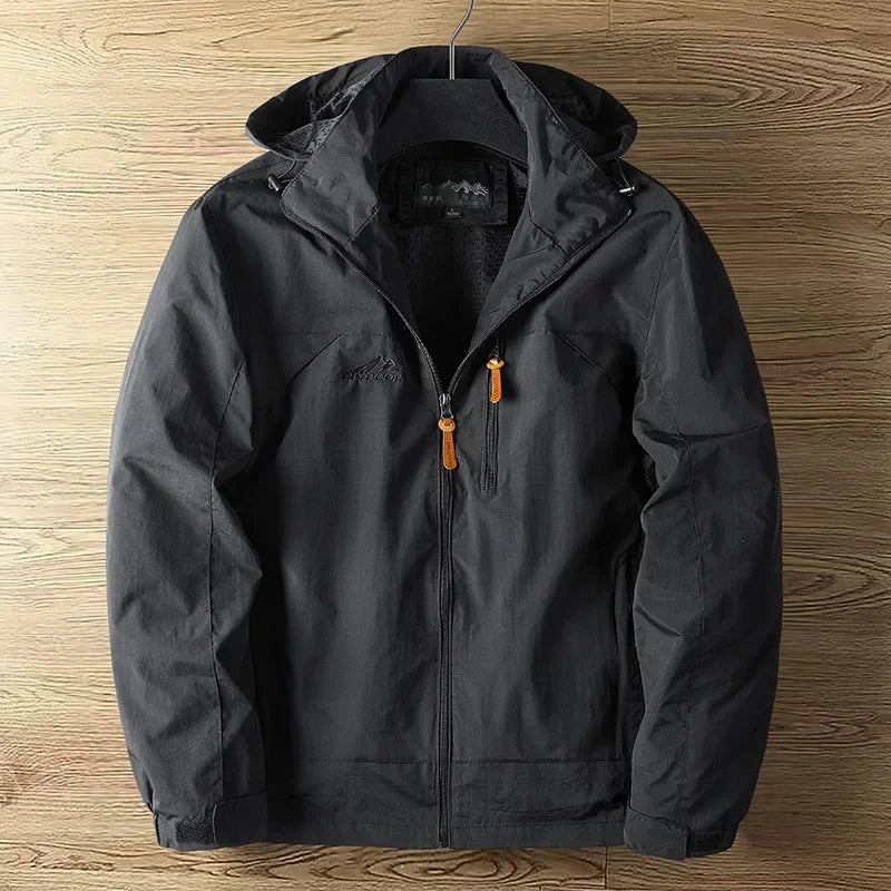 Men’s Fashion Spring Autumn Casual Outdoor Jacket, Thin Lightweight Punching Jacket with Hood, Versatile Climbing Streetwear