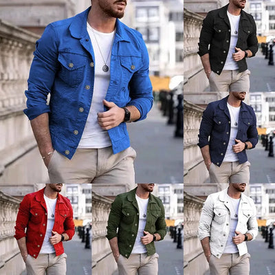 Hip-Hop Men’s Denim Jacket, Streetwear Slim Cotton Jeans Coat, Casual Cowboy Jacket