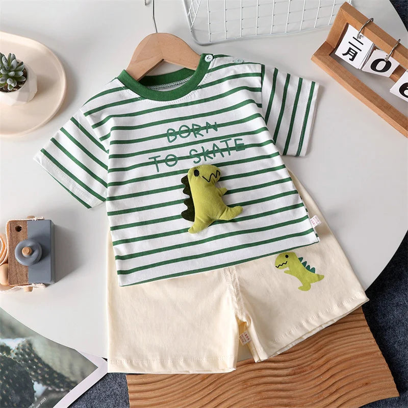 Kids Clothes Set Baby Boy/Girl T-Shirt + Shorts Summer Clothing Cotton Cartoon Casual Boys Tracksuit Children Baby Clothes Set