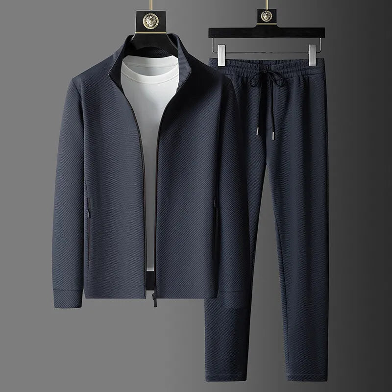 Men’s Jacket and Trousers Set, Spring Fashion Casual Long Sleeve Coat, Stylish Two-Piece Outfit, Sizes M–5XL
