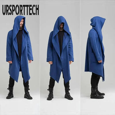 Men’s Winter Hooded Jacket, Casual Long Windbreaker, Oversized Trench Coat for Cold Weather