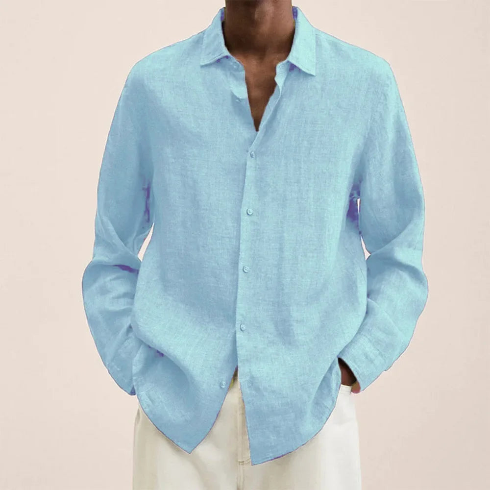 Men’s Casual Long Sleeve Shirt, Loose Lapel Top, Autumn Streetwear Fashion