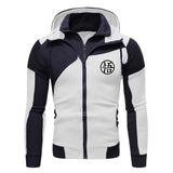 Men’s Jacket Coat, Casual Manga Hooded Sweatshirt, Fashion Zip-Up Hoodie with Fleece, Autumn Winter Outdoor Streetwear