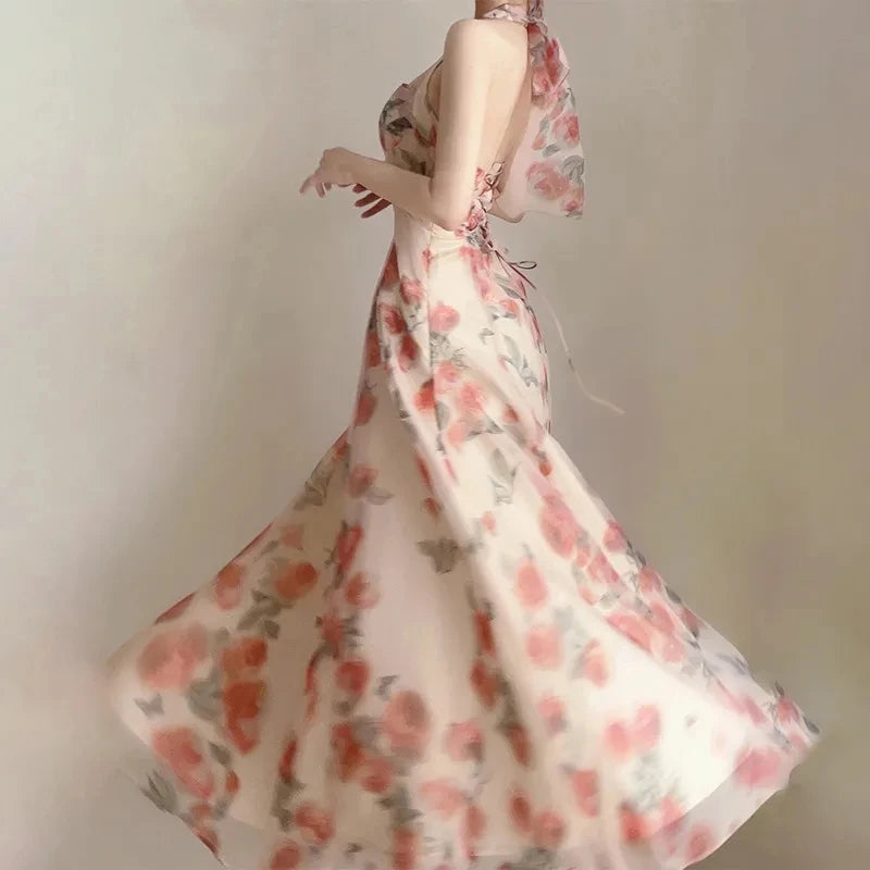 Women’s Long Summer Dress – Elegant French Party Style, Versatile Beach Evening Fashion 2025