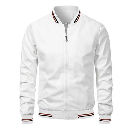 Men’s Autumn Jacket, Casual Solid Baseball Style, Trendy Bomber Outerwear for Men