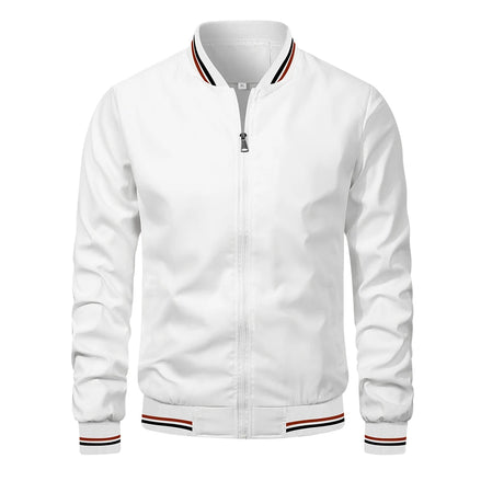 Men’s Autumn Jacket, Casual Solid Baseball Style, Trendy Bomber Outerwear for Men