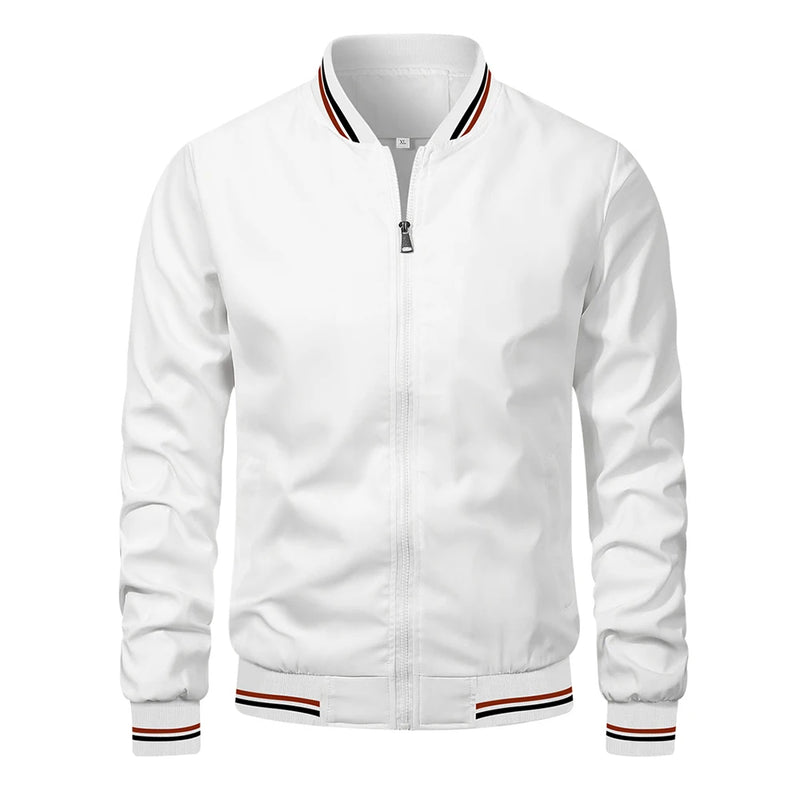Men’s Autumn Jacket, Fashion Solid Color Casual Baseball Style, Bomber Jacket Outerwear, Trendy Clothing for Men