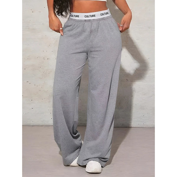 Women’s Fashion Pants, High-Waist Webbing Loose Wide Leg Pants, Solid Colour Casual Female Pants, Autumn Daily Wear