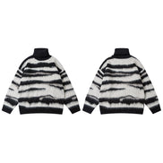 Men’s High Street Hip-Hop Loose Jacquard Turtleneck Sweater