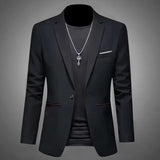 Men’s Trendy Leisure Boutique Suit Jacket, Autumn Casual Business Blazer, Slim Fit Non-Iron Single Button Formal Shirt