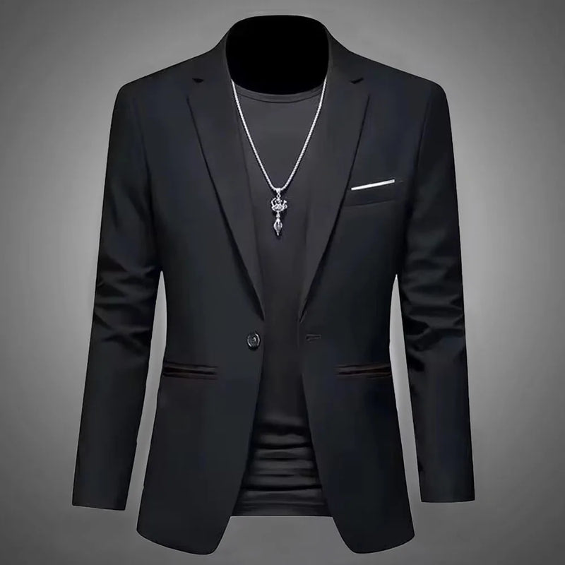 Men’s Trendy Leisure Boutique Suit Jacket, Autumn Casual Business Blazer, Slim Fit Non-Iron Single Button Formal Shirt