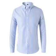 Men’s Striped Long-Sleeve Shirt, Slim Fit, Single-Breasted, Party & Social Wear