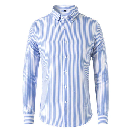 Men’s Striped Long-Sleeve Shirt, Slim Fit, Single-Breasted, Party & Social Wear
