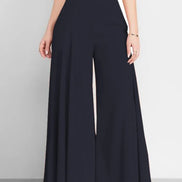 Women’s High Waist Wide Leg Pants – Elegant Casual Office Wear, Solid Loose Long Trousers