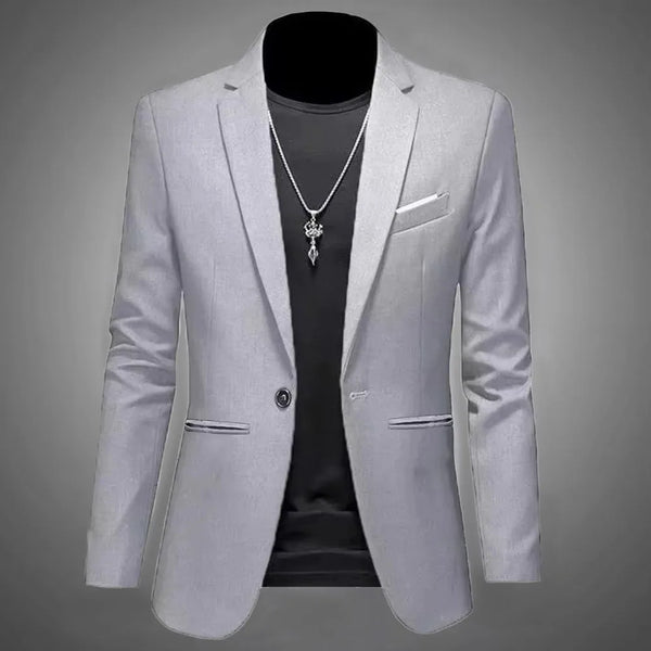 Men’s Trendy Leisure Boutique Suit Jacket, Autumn Casual Business Blazer, Slim Fit Non-Iron Single Button Formal Shirt