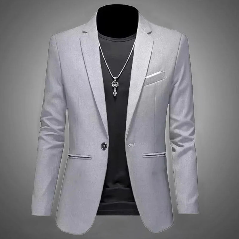 Men’s Trendy Leisure Boutique Suit Jacket, Autumn Casual Business Blazer, Slim Fit Non-Iron Single Button Formal Shirt