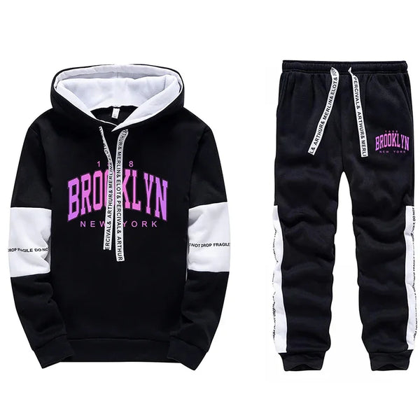 Men’s Hoodies, Fashion Print Casual Sweatshirt Pullover, Daily Comfort for Office or Home, Jogging Sports Tops and Pants