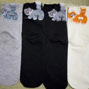3D Cute Cat Socks Black/White Funny Cat Cotton Socks Breathable Soft Girl Women Novelty Stocking Kawaii Gift Sock Set