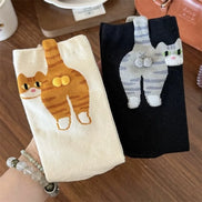 3D Cute Cat Socks Black/White Funny Cat Cotton Socks Breathable Soft Girl Women Novelty Stocking Kawaii Gift Sock Set