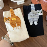 3D Cute Cat Socks Black/White Funny Cat Cotton Socks Breathable Soft Girl Women Novelty Stocking Kawaii Gift Sock Set
