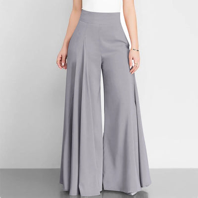 Women’s High Waist Wide Leg Pants – Elegant Casual Office Wear, Solid Loose Long Trousers