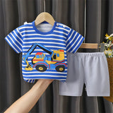Kid Boy Summer Short Sleeves Tees+Stripe Shorts 2-piece Clothes Set Cartoon Zebra Print Soft Cotton Sports Casual Suit 1-6 Years