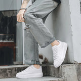 Unisex Casual Sports Shoes, Fashionable Comfortable Fabric Sneakers, Lightweight Outsole, White Athletic Shoes, Sizes 39–46