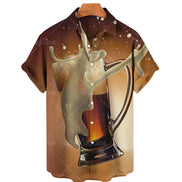 Men’s Hawaiian Shirt, Casual Beach Vacation, Summer Fashion Beer Shirt, Holiday Blouse