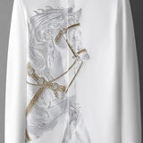 Men’s Long Sleeve Printed Shirt, Funny & Fashionable Button-Up, Elegant Hipster High-Quality Luxury Shirt