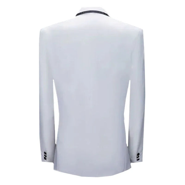 (Jacket + Pants) Men’s Fashion Wedding Banquet Party Flower Suit, Singer Pianist Stage Performance Splicing Dress Blazer and Trouser