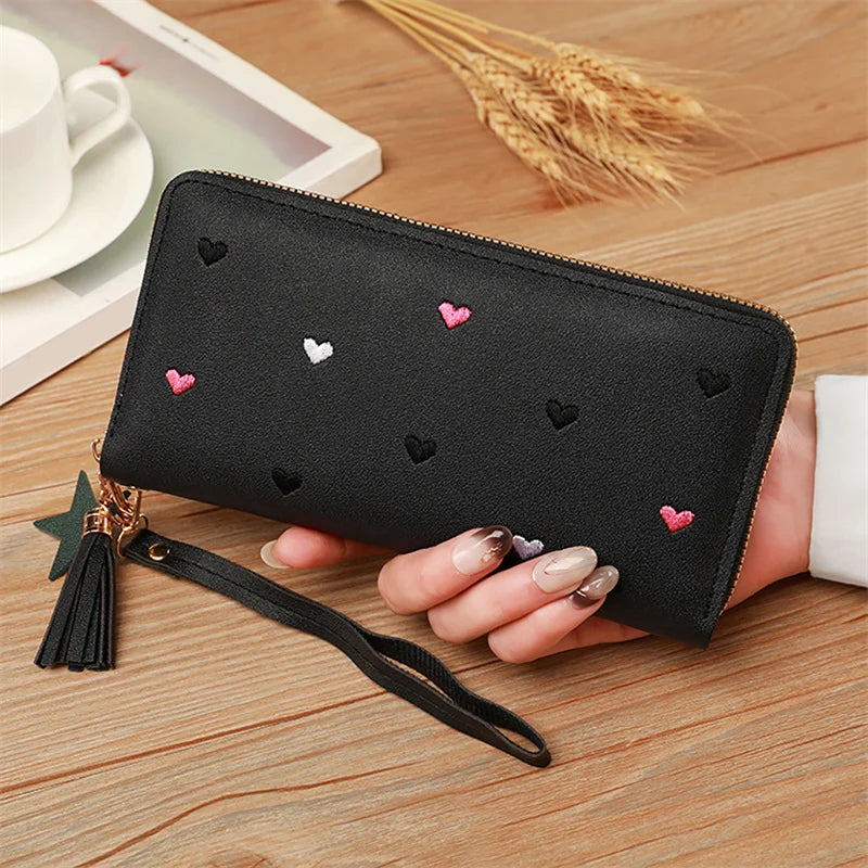 Women Long Wallets Purses Luxury Love Heart Wallets for Ladies Girl