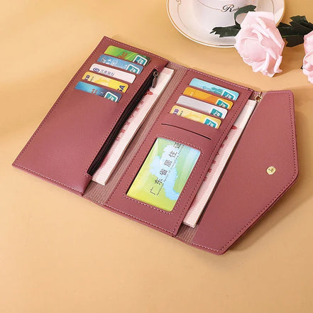 Fashion Women Wallets Simple Zipper Purses Black White Gray Red Long Section