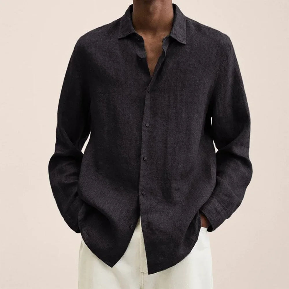 Men’s Casual Long Sleeve Shirt, Loose Lapel Top, Autumn Streetwear Fashion